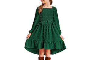 blibean Girls 2025 Fall Dresses Long Sleeve Polka Dots Pockets Dress Size 6-15 Years
