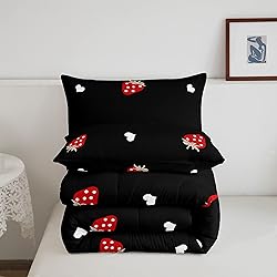 Red Strawberry Bedding Set Full Size, Soft Kawaii
