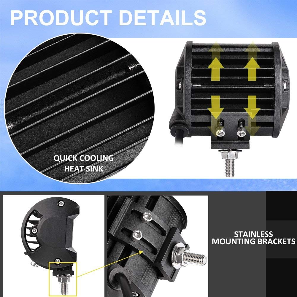 todoterreno Faro de Led,JieHe 2PCS 18W Focos Led Tractor 1800LMS Barra