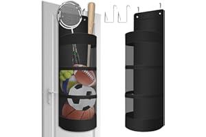 Boczif Hanging Organizer, Over The Door Hanging Sports Equipment and Ball Storage, Garage Sports Equipment Organizer for Hold Soccer, Basketball, Football, Volleyball and Swimming Gear