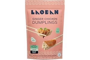 Laoban Dumplings︱Ginger Chicken Frozen Dumplings︱Free-Range Chicken, Scallions, Ginger, Garlic︱Made From Scratch with Best Ingredients︱Frozen Meals for Everyday, Heats Up for Dinner in Minutes | No Artificial Ingredients or Preservatives (8oz)