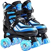 PAPAISON Kids Roller Skates for Boys Girls, 4 Size Adjustable Rollerskates with Light Up Wheels for Kids Ages 4-12