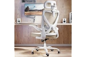 Ergalithic Ergonomic Office Chair - X-Shaped Computer Desk Chair Comfy, Gaming Chair, Office Chair with Lumbar Support, Mesh Office Chairs with Headrests, Desk Chair for Long Hours (White Beige)