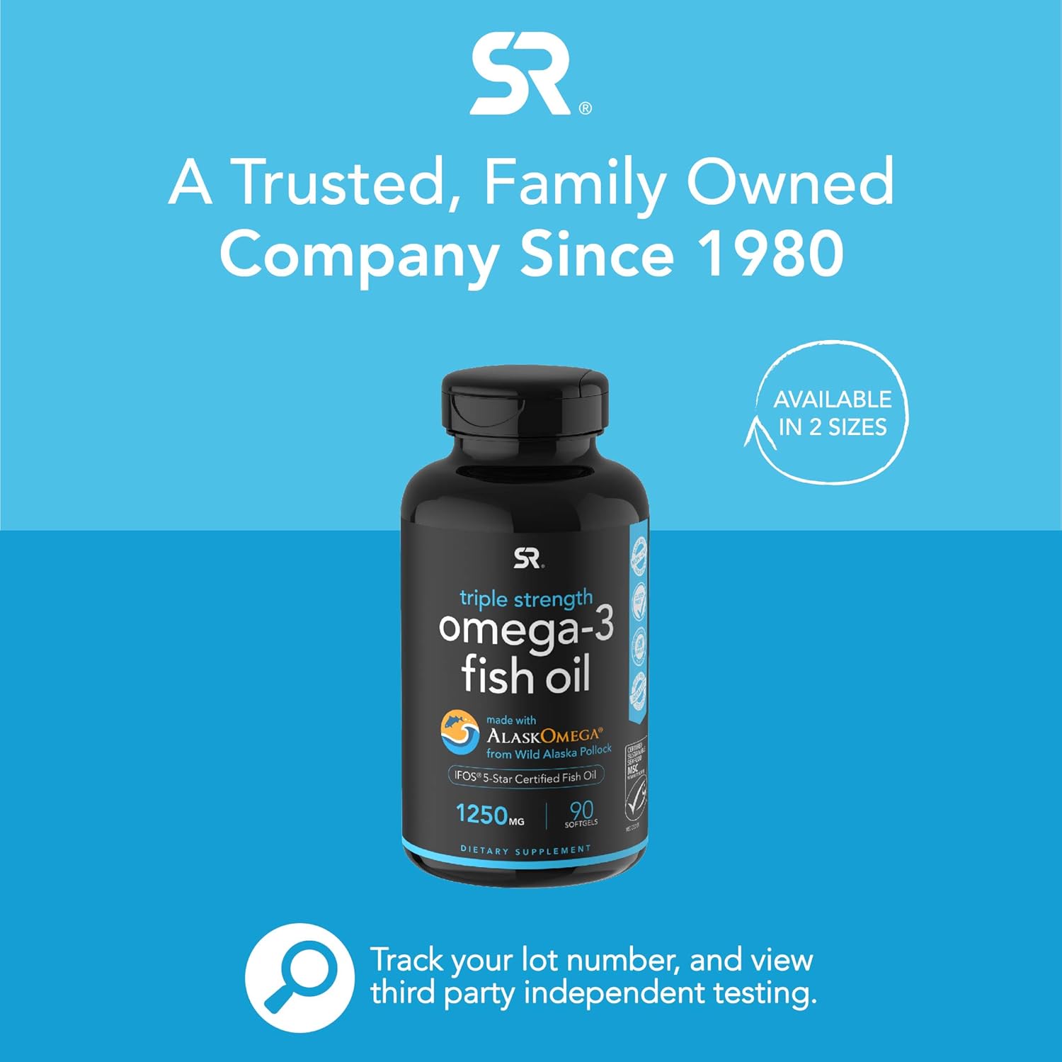 Omega-3 Wild Alaskan Fish Oil (1250mg per Capsule) with Triglyceride EPA & DHA | Heart, Brain & Joint Support | IFOS 5 Star Certified, Non-GMO & Gluten Free (90 Softgels): Health & Personal Care