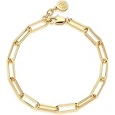 Dremmy Studios Gold Bracelet for Women 18K Gold Plated Dainty Paperclip Cubic Zirconia Disc Coin Star Cable Satellite Bead Pearl Simple Boho Minimalist Stacking Layered Link Jewelry Gift