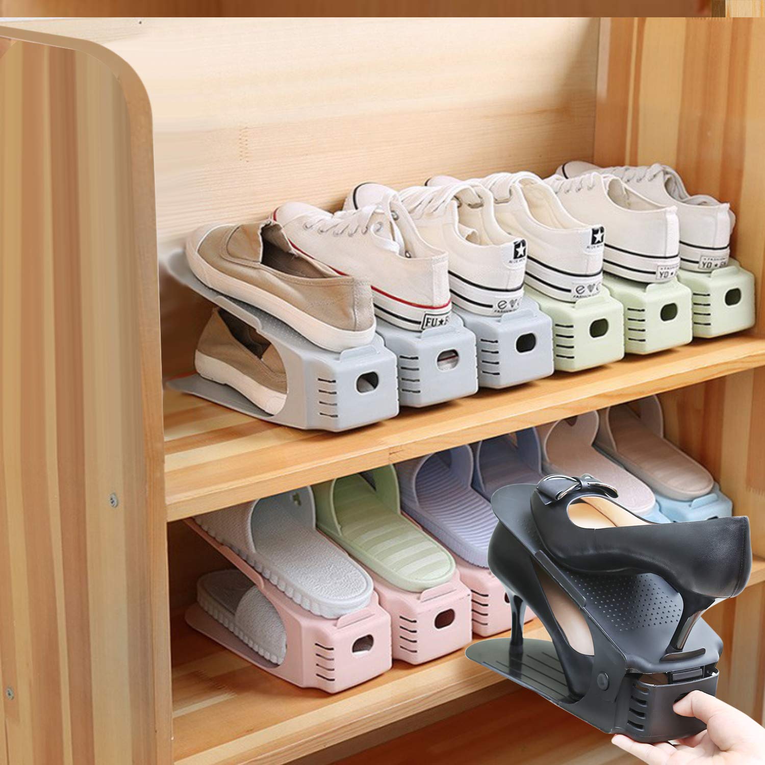 8PCS Plástico Juego de Zapatos para Ahorro de Espacio de Almacenamiento