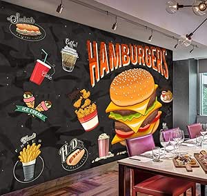 Custommurals 3D Western Burger Pollo frito Comida rápida Restaurante