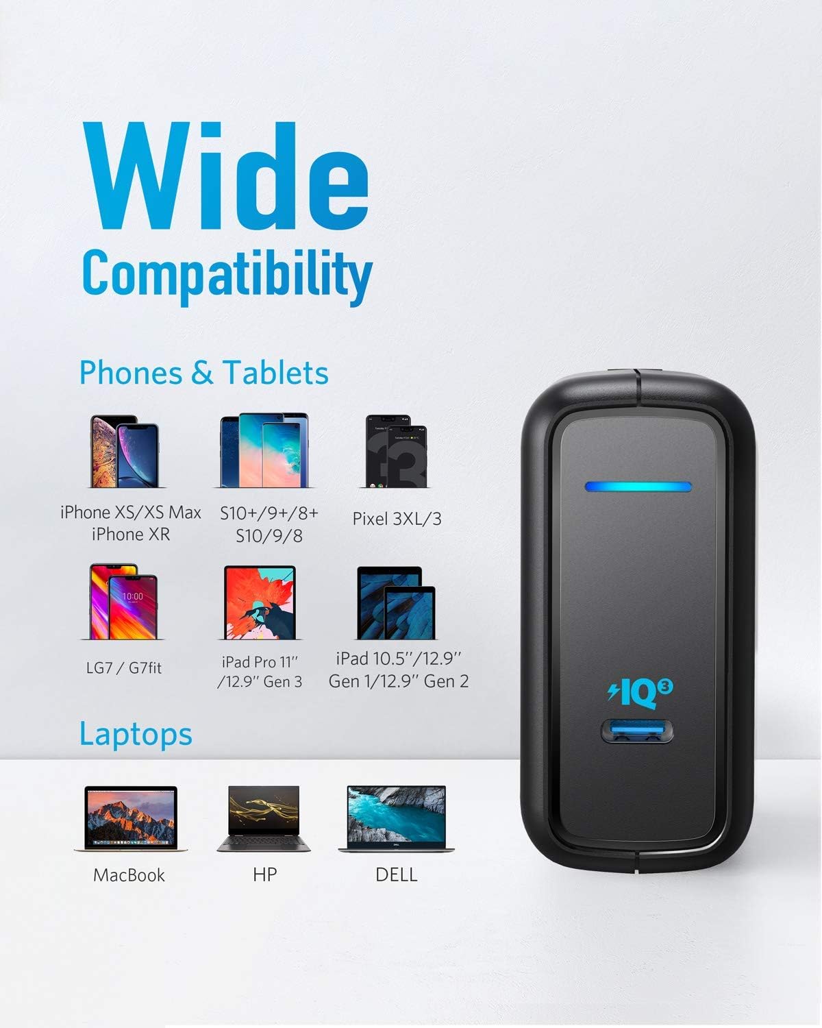USB C Charger, Anker 60W Power Delivery Fast Charger [PIQ 3.0 & GaN], PowerPort Atom III Power Adapter for iPhone 11/Pro/Max/XR/XS/X, USB-C Laptops, MacBook Pro/Air, iPad Pro, Galaxy, Pixel and More: Electronics