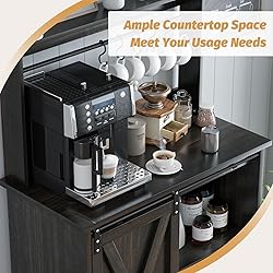 4ever2buy Farmhouse Coffee Bar with Hutch, 31 Inch