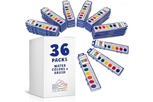 36 Set Watercolor Paint Pack with Solid Wood Brushes 8 Colors Washable Water Colors Perfect for Kids Adults, Parties Students