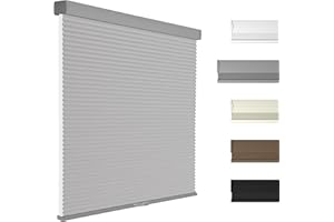 Boolegon Light Filtering Cellular Shades Cordless Pull Down Cellular Blinds Thermal Insulated Honeycomb Blinds for Windows, Light Gray, 78" W x 39" H