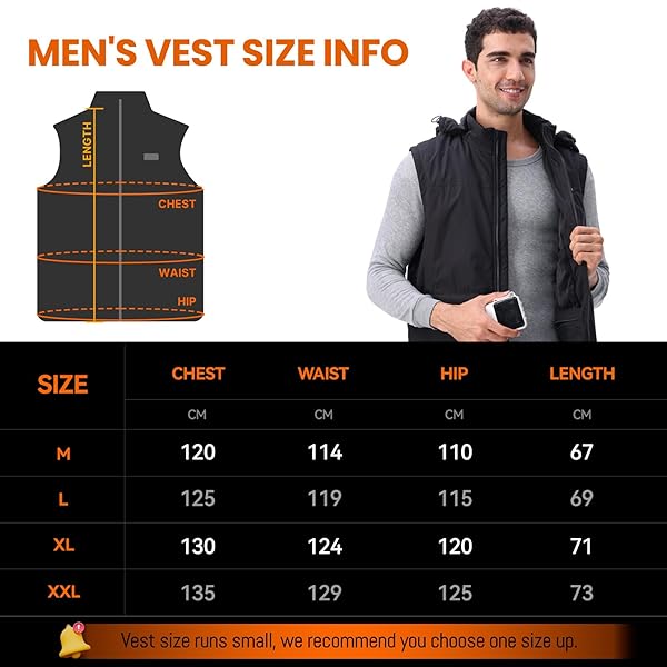 JURMICKEY HEATED VEST FOR MEN WOMEN, 2024 UPGRADED MENS HEATED VESTS/JACKETS WITH DETACHABLE HOODIE, 3 HEATING LEVELS 9 HEATING ZONES, BATTERY PACK NOT INCLUDED