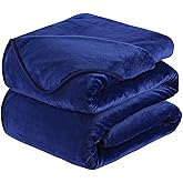 Soft Queen Size Blanket All Season Warm Fuzzy Microplush Lightweight Thermal Fleece Blankets for Couch Bed Sofa,90x90 Inches,Royal Blue
