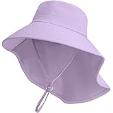 ZOORON Outdoor Kids Sun Hat with Neck Flap UPF 50+ Sun Protection Fishing Hat Wide Brim Summer Kids Beach Hats for Girls Boys