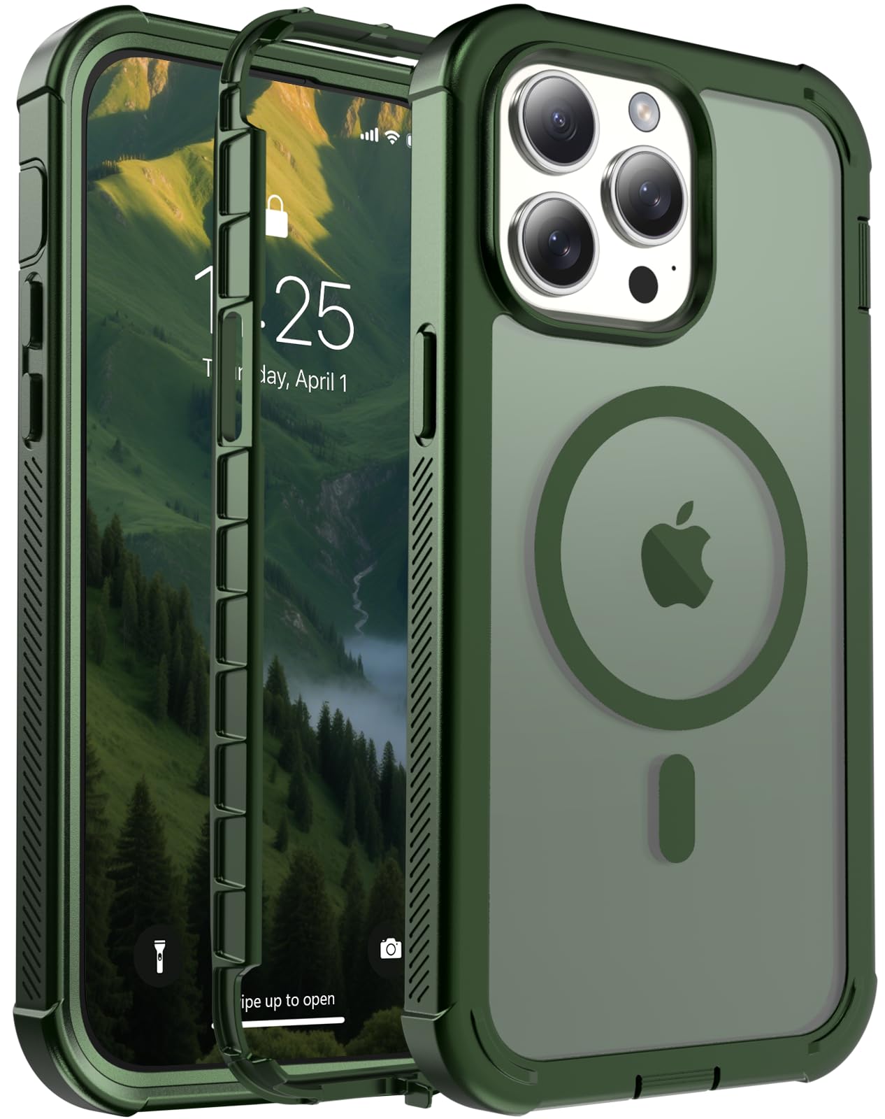Photo 1 of jaroco for iPhone 14 Pro Max case, [Compatible with MagSafe][Military Grade Drop Protection][Heavy Duty Protection][Non-Slip][Shockproof] 2-Layer Durable Bumper Phone Case 6.7''-Army Green