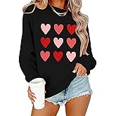 ZXUBP Valentines Day Sweatshirt Women Love Heart Long Sleeve Shirts Valentine Sweater