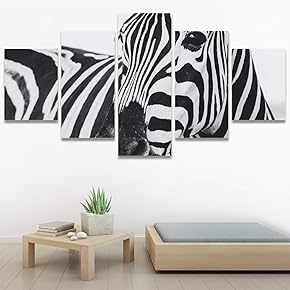 SIGNWIN 5 Panel Canvas Wall Art Animals Black...