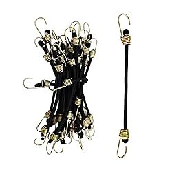 AUXBC 20PCS 6Inch Mini Black Bungee Cords with