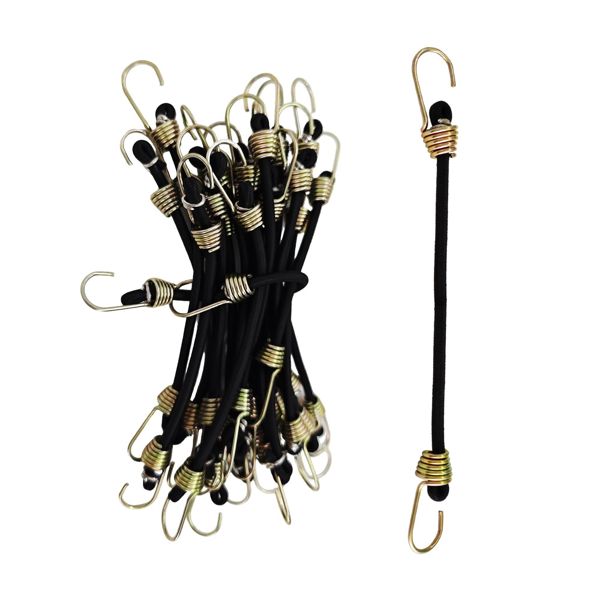 AUXBC 20PCS 6Inch Mini Black Bungee Cords with
