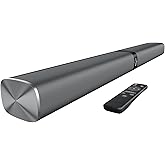 Assistrust Sound Bar for Smart TV, 80W Soundbar with Bluetooth/ARC/Opt/AUX Connect, Auto Volume Boost, 3 Equalizer Modes, 2 in 1 Detachable Soundbar for TV/PC/Gaming/Projectors