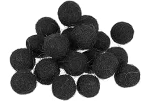 Generic Wool Felt Balls Beads Wool Felting Pom 1cm 10mm Black for Home Crafts Handcrafts Project DIY Pack of 20