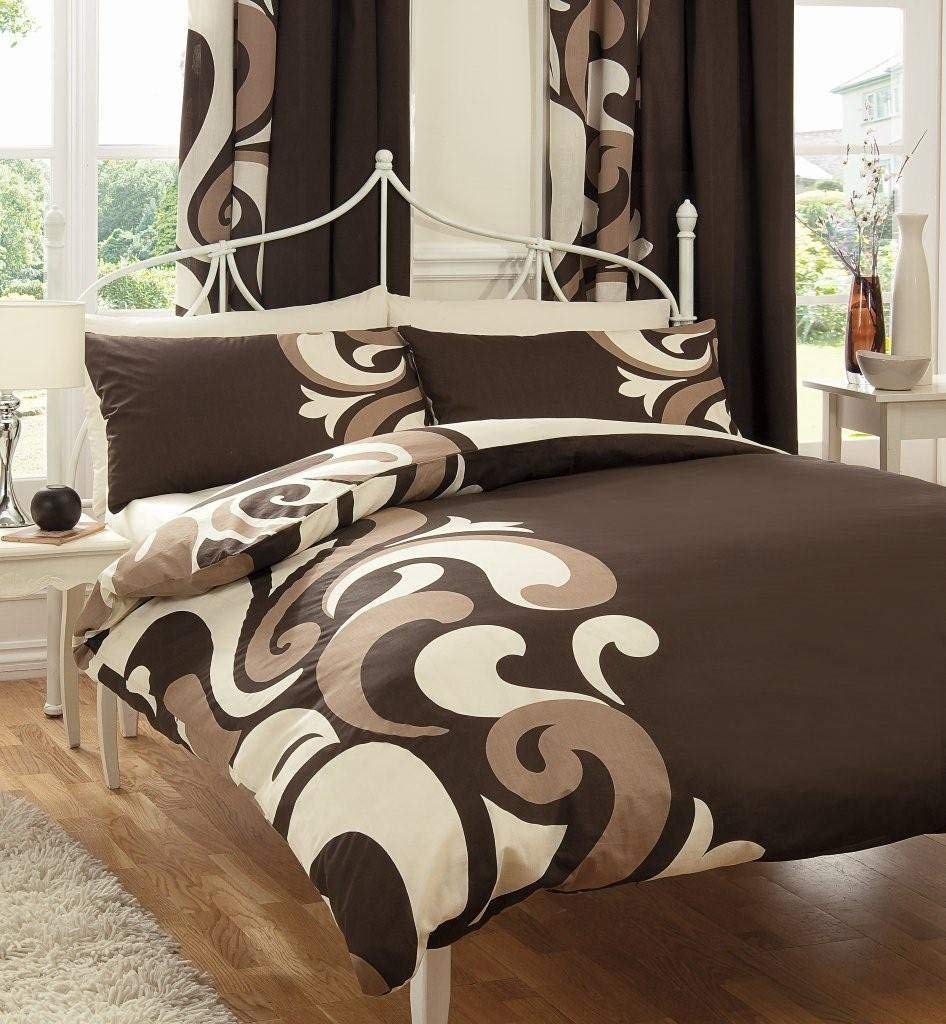 BROWN PRINTED KING SIZE DUVET COVER BED SET Amazon.co.uk Kitchen & Home