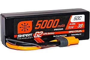 Spektrum 11.1V 5000mAh 3S 50C Smart G2 Hardcase LiPo Battery: IC5, SPMX53S50H5