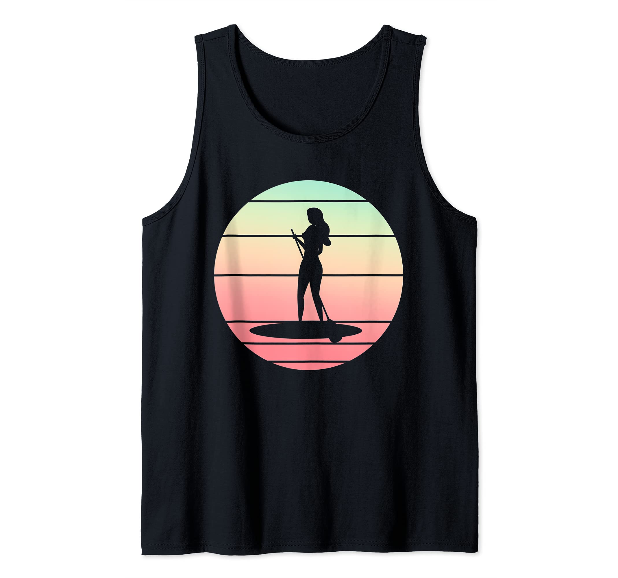 Paddleboarder Sunset Stand Up Paddleboarding Retro SUP Tank Top
