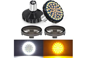 Benlari Upgrade 2" Motorcycle Front Turn Signals with Smoked Lens Covers 1157 LED Running Lights Compatible for Harley Davidson Touring Dyna Softail Sportster Street Glide Road Glide Iron 883