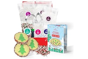 Baketivity Christmas Tree Cookies - DIY Baking Kit for Kids - Fun Little Junior Chef Essential Kitchen Lessons, Includes Pre-Measured Ingredients