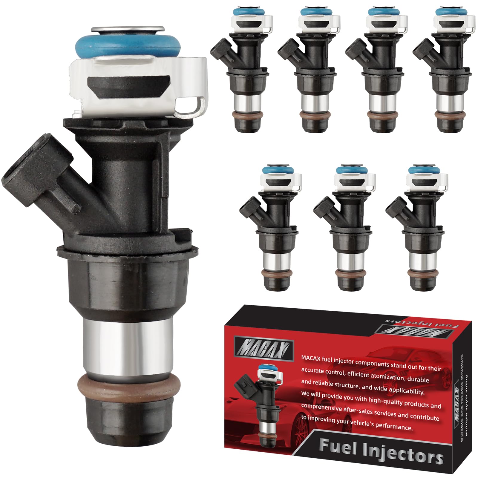 Photo 1 of MACAX Set of 8 Fuel Injectors 17113553 Replacement Compatible with Chevy Silverado Tahoe Express GMC Sierra 1500 2500 3500 Yukon Savana 4.8L 5.3L 6.0L V8 - Replaces 17113698 FJ10062 FJ315 4G1659 67363