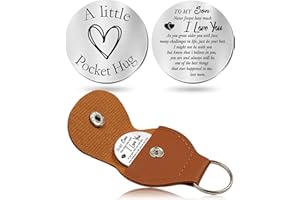 OUMILAN Pocket Hug Token Gifts for Men Boyfriend Girlfriend Inspirational Gift for Son Daughter Brother with Leather Keychain