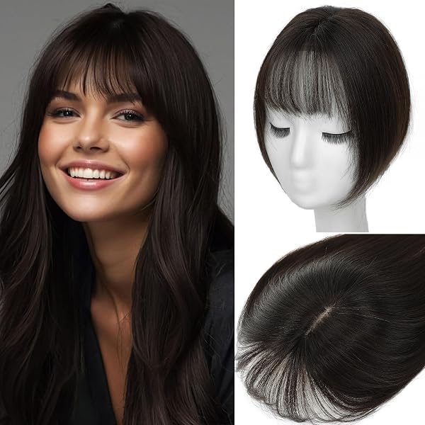 12 Inch Human Hair Topper for Thinning Hair, 360° 3D Upgrade Amazon.com : Paraglame Grey Hair Toppers for Women Real  main image 2