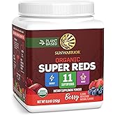Organic Super Reds Powder 11 Superfoods with Beet Root, Berries, Reishi & Cordyceps – Natural Energy, Circulation & Immune Support – USDA Organic Vegan Non-GMO, Gluten-Free Superfood Drink 28 Servings