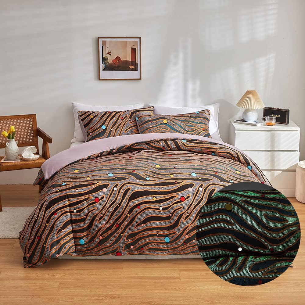 Loussiesd Leopard Glow Duvet Cover Set Kids Super King 220x260 cm