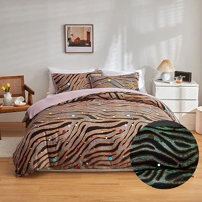 Loussiesd Leopard Glow Duvet Cover Set Kids Super King 220x260 cm