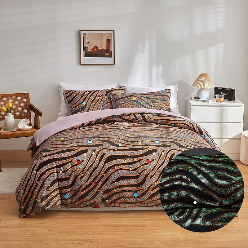 Loussiesd Leopard Glow Duvet Cover Set Kids Super King 220x260 cm