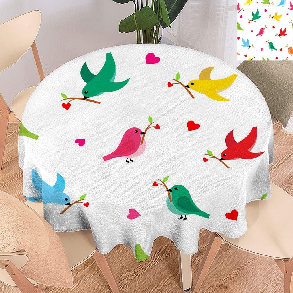 Greatdecor Birds Round Tablecloths, Amazing Tweeting Bird