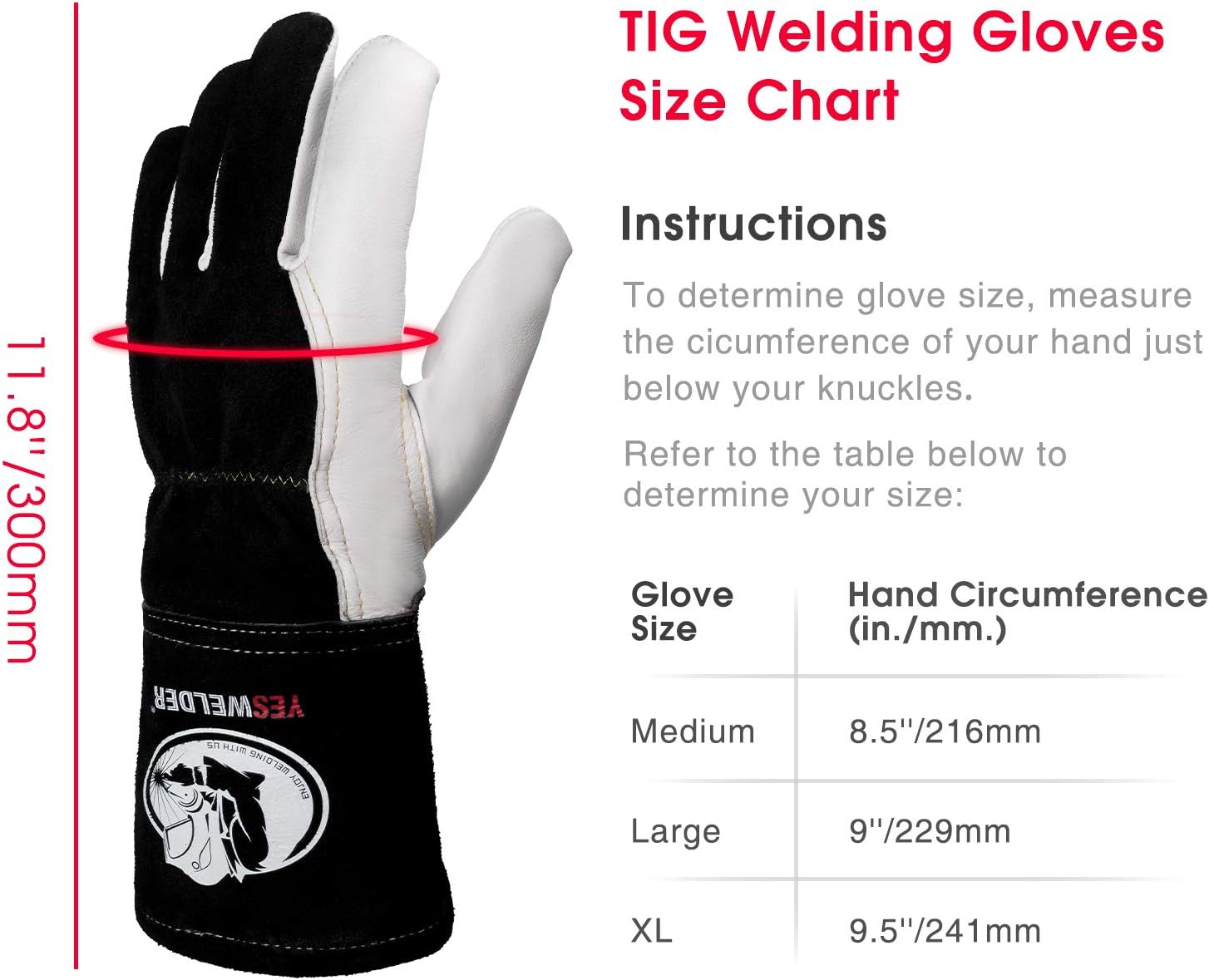 YESWELDER Premium Goatskin TIG Welding Gloves | Top Grain Leather | High Dexterity | True - Fit-Large: Home Improvement