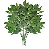 FUNORNAM 20Pcs Italian Ruscus Greenery Stems 18" Artificial Silk Greenery Leaves for DIY Bouquet Filler Table Centerpieces Home Indoor Decor