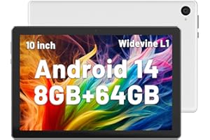 Jeazans Latest 2024 Android Tablet, 10.1 inch Tablets with 1280 * 800 IPS HD Touchscreen, Octa-Core Processor, 8GB RAM 64GB ROM, 1TB TF Card Expandable, Widevine L1, Face ID, Wi-Fi 6, Fast Charging