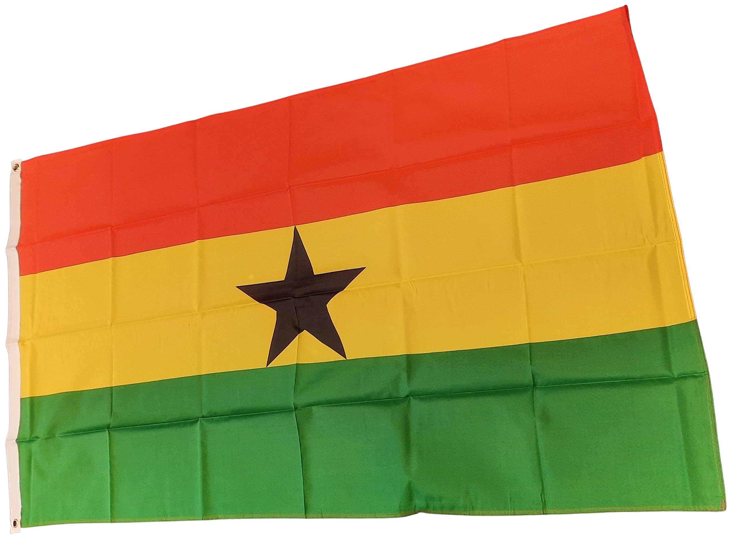 NWFlags Ghana Flag 5ft x 3ft 75d Premium Polyester Suitable For Flagpoles | Strong Polyester 5x3 foot material large Ghanaian flag with 2 metal Eyelets