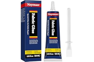 NAYRMAER Fabric Glue, Permanent Clear Washable Clothing Adhesive for All Fabrics, Cotton, Flannel, Denim, Leather, Polyester, Doll Repair, 24 Hours Dry and Waterproof (FG60g)
