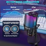 Zealsound KM8 USB Microphone RGB Studio Mic with Gain Mute Noise Cancellation view 3
