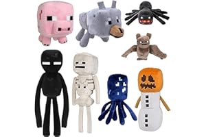 XSLWAN 8Pack Creeper Plush Toy Game Plush Snow Golem Plush, Enderman Plush, Baby Wolf, Baby Pig, Spider, bat, Skeleton Shooter, Squid Stuffed Animals Toys，Great Gift for Children and Fans.