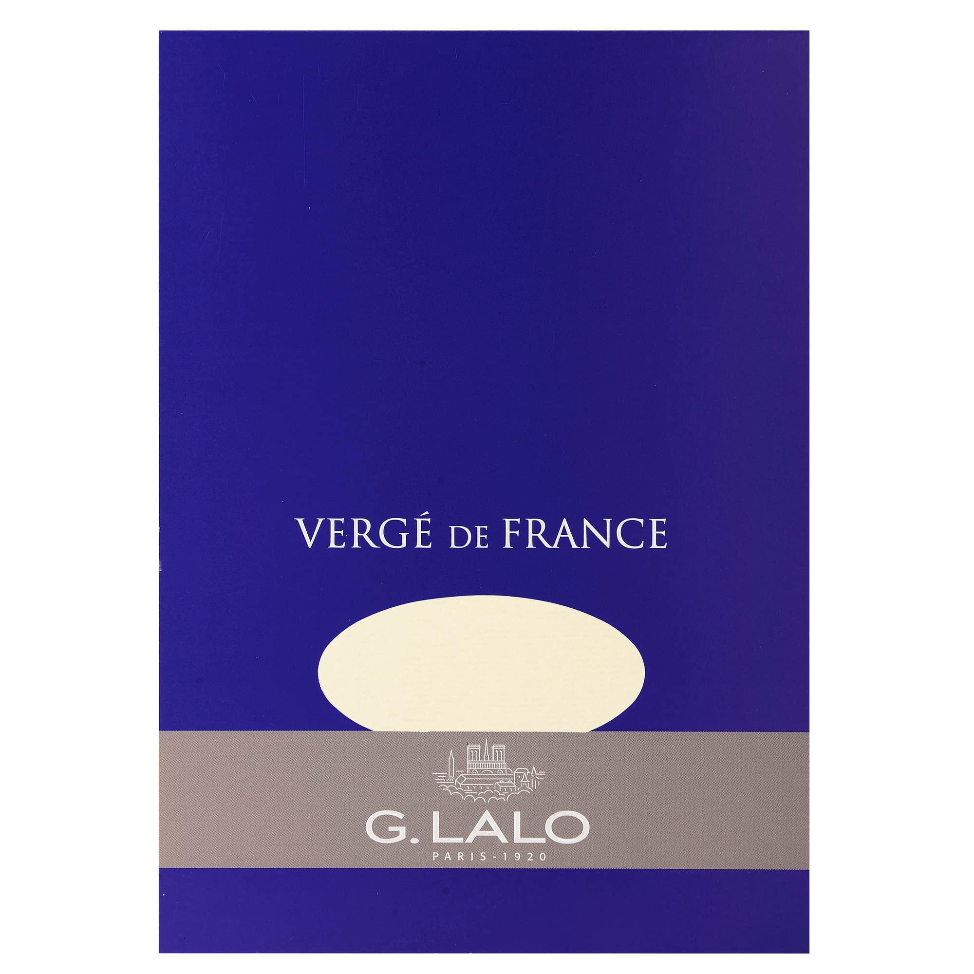 Lalo 11416L - Verge De France Pad of 50 plain laid sheets 14.8x21 cm 100g, Laid de France, Ivory. Clean Cut. Front Cover with Foiled Silver Finish. Refined A5