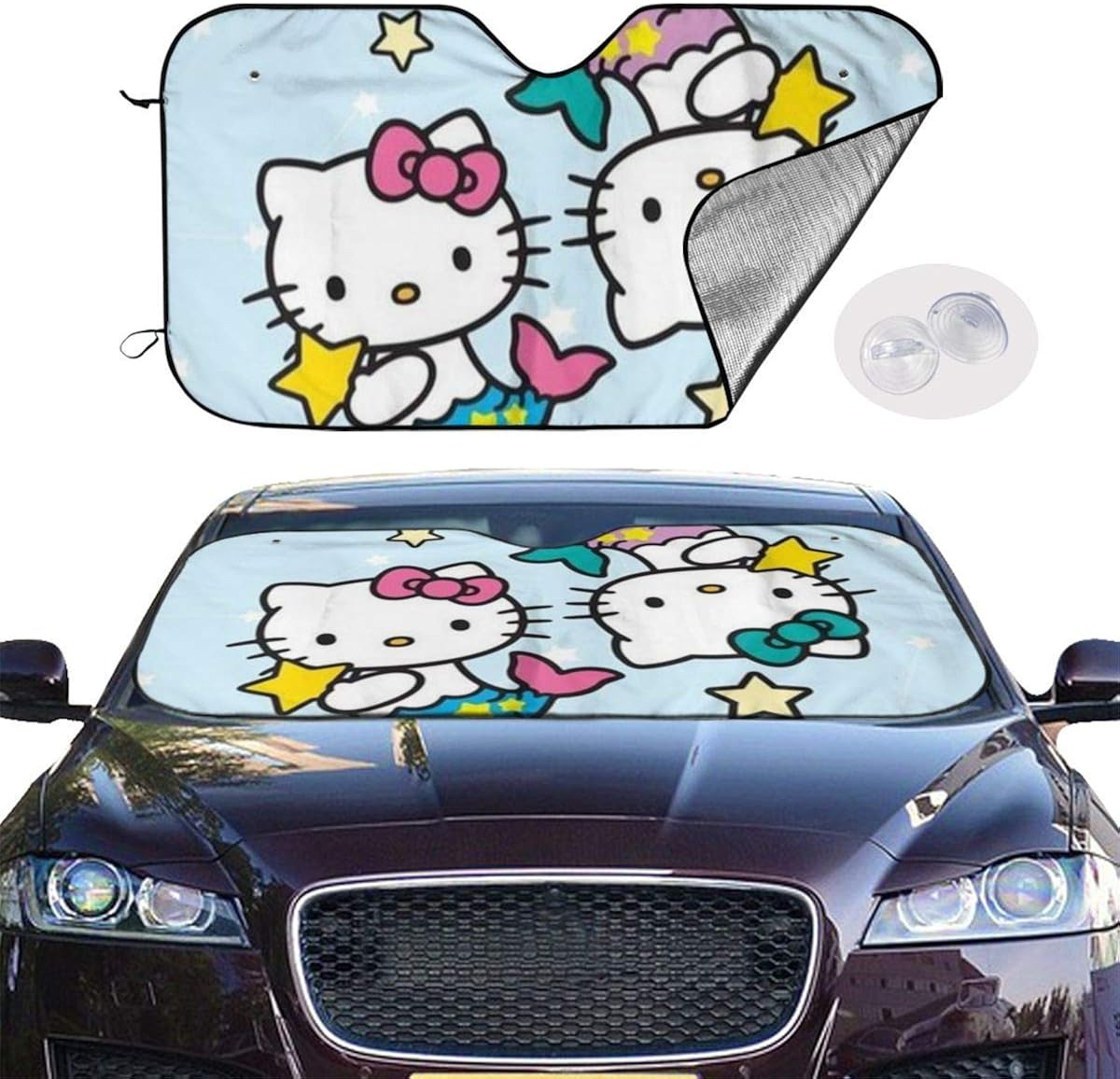Car Windshield Sunshade Hello Kitty Mermaid Sun Heat Shield Shade UV