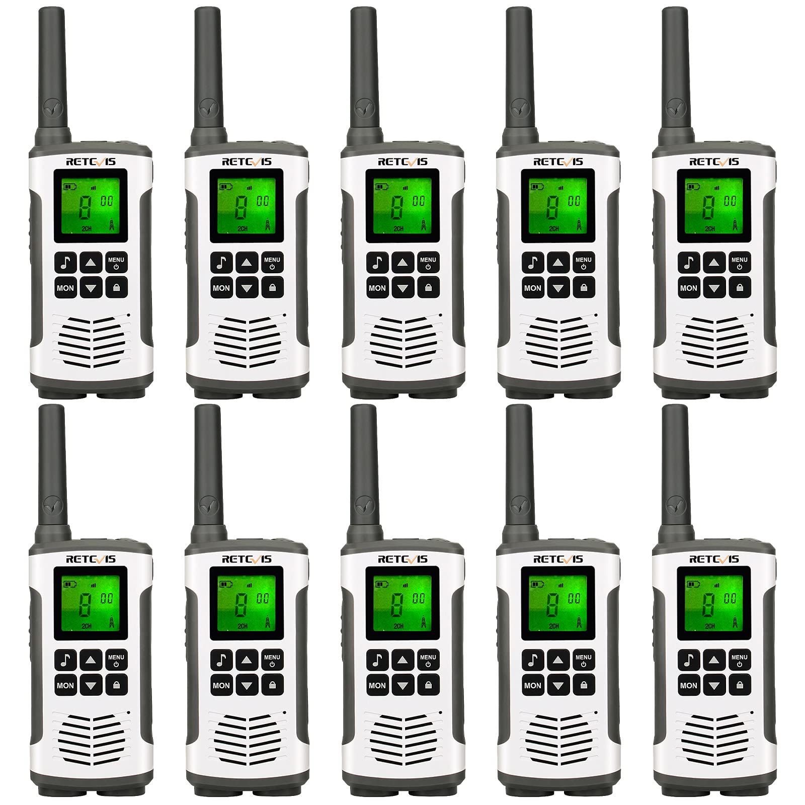 Retevis RT45 Walkie Talkies, Rechargeable USB 2 Way Radio PMR446,16CH VOX Walkie Talkie Set for School,Restaurant,Warehouse(10 Pcs)