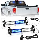 Nilight 40LED Blue White Emergency Strobe Traffic Advisor Light Bar with Suction Cups Dash Safety Warning Hazard Flashing Lights Interior Front/Rear Windshield for Trucks Construction Vehicles