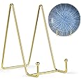 Mocoosy 2 Pack 6 Inch Gold Plate Stands for Display, Metal Square Wire Easel Stand, Plate Holder Display Stands, Picture Frame Stands for Display Photos, Decorative Platter, Plaques and Table Arts
